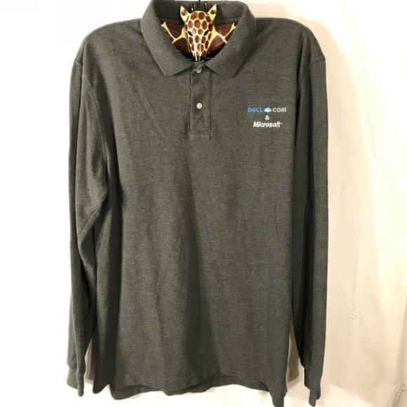 Lands' End Polo Microsoft DELL logo 100% Cotton L - Picture 1 of 6